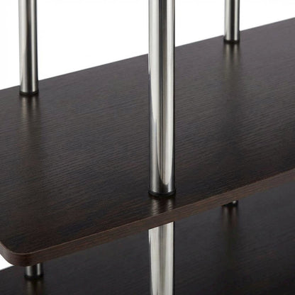 Espresso TV Stand for 55-Inch Screens with 4-Tier Highboy Design and Steel Poles