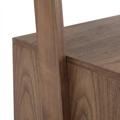 Ash Veneer Ladder Bookcase with File Drawer for Storage and Organization
