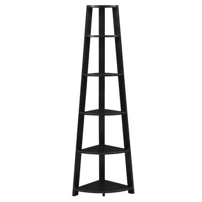 Black 5-Tier Corner Bookcase with Modern Design and Durable MDF Construction