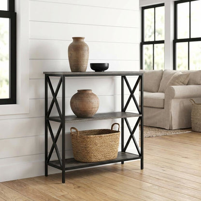 Powder Coated Metal 3-Tier Bookcase with Non-Lead Paint Finish