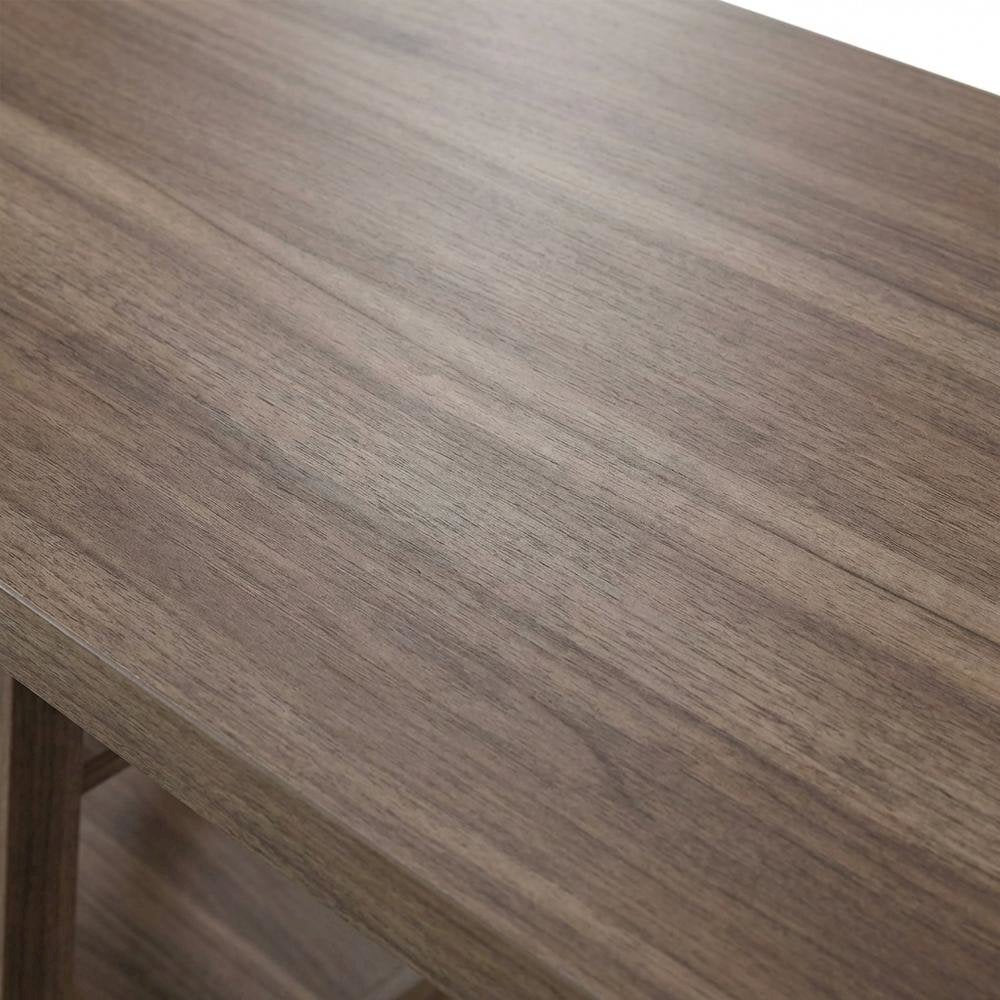 Modern Distressed Wood Office Desk With Shelves, Mdf And Melamine Overlay