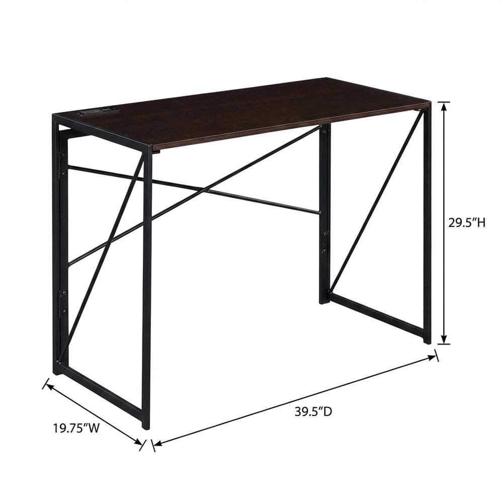 Foldable Office Desk With Built-In Outlets And Usb Ports
