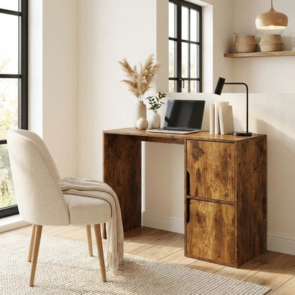 Modern Student Desk With Storage Cabinets In Distressed Finish