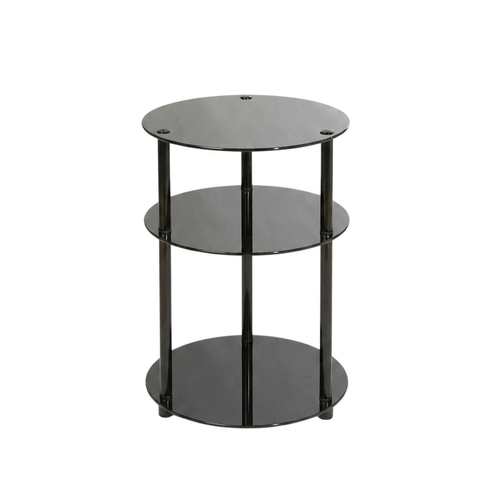 Glass 3-Tier Round Accent Table with Modern Design