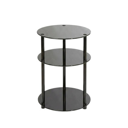 Glass 3-Tier Round Accent Table with Modern Design