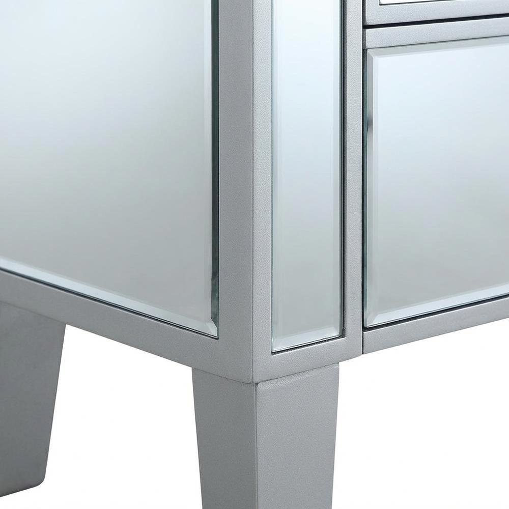 Large mirrored end table with 3 drawers, modern bedroom or living room accent