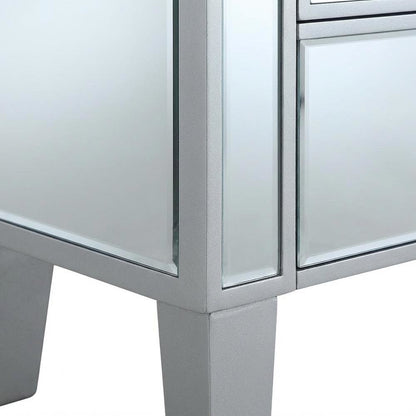 Large mirrored end table with 3 drawers, modern bedroom or living room accent