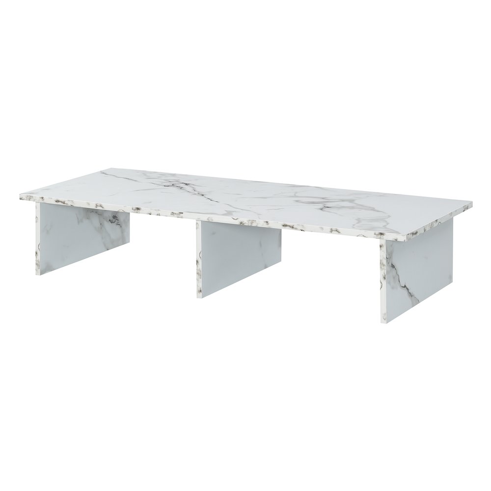 Designs2Go TV/Monitor Riser for TVs up to 46 Inches White Faux Marble