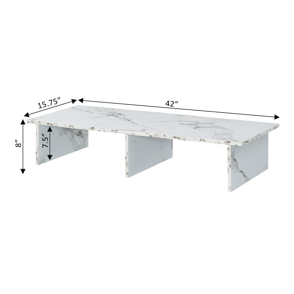 Designs2Go TV/Monitor Riser for TVs up to 46 Inches White Faux Marble