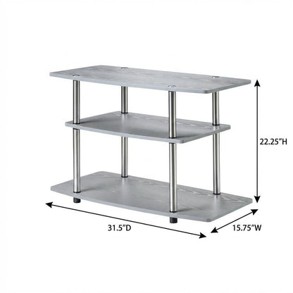 Gray No Tools 3-Tier TV Stand for TVs up to 37 inches, Transitional style
