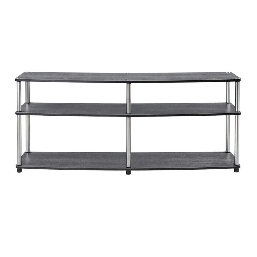 Weathered Gray 3-Tier TV Stand with Particle Board and Stainless Steel Poles