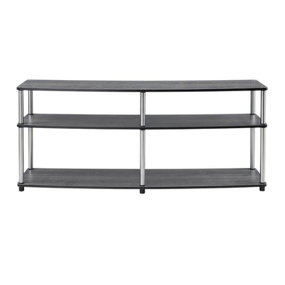 Weathered Gray 3-Tier TV Stand with Particle Board and Stainless Steel Poles