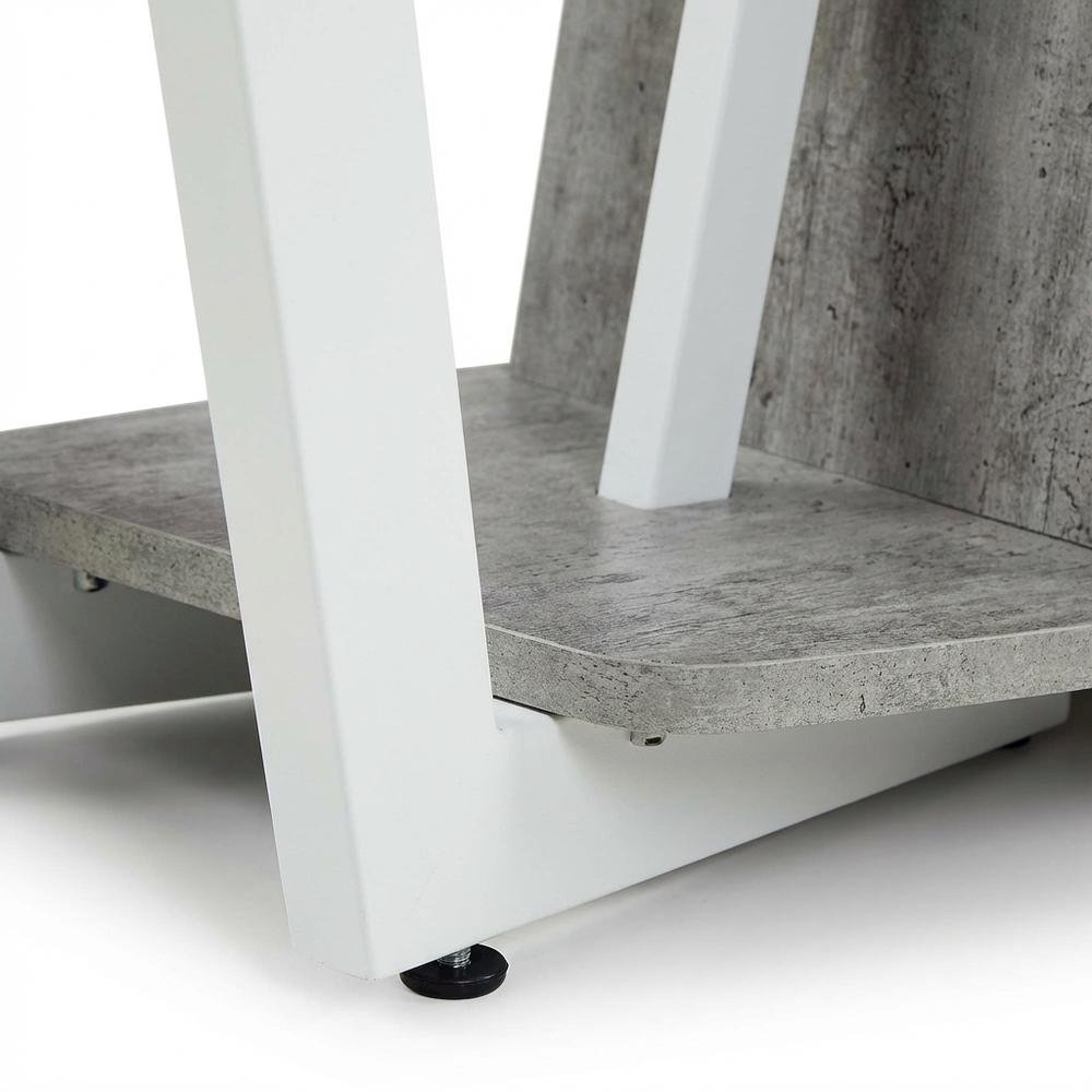 White powder-coated metal TV stand with shelves for 65-inch TVs