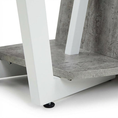 White powder-coated metal TV stand with shelves for 65-inch TVs