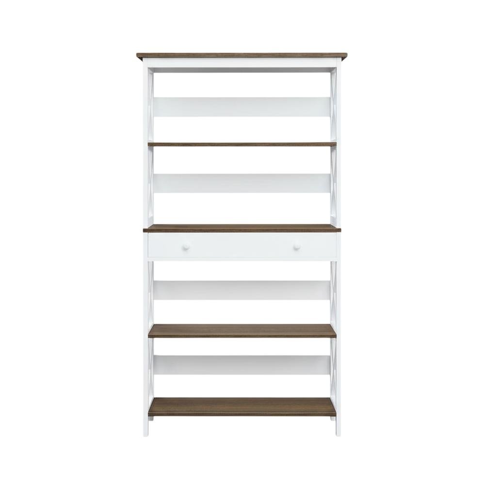 Wooden 5-Tier Bookcase with Drawer for Storage and Display