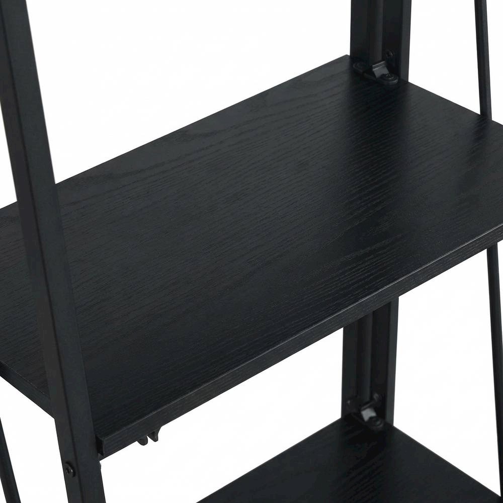 Black Folding 4 Tier Bookshelf with Particle Board and Melamine Finish