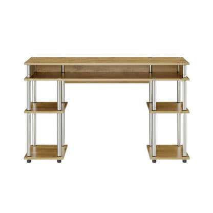 Student Desk With Shelves In Melamine Veneer And Steel Frame For Home Office