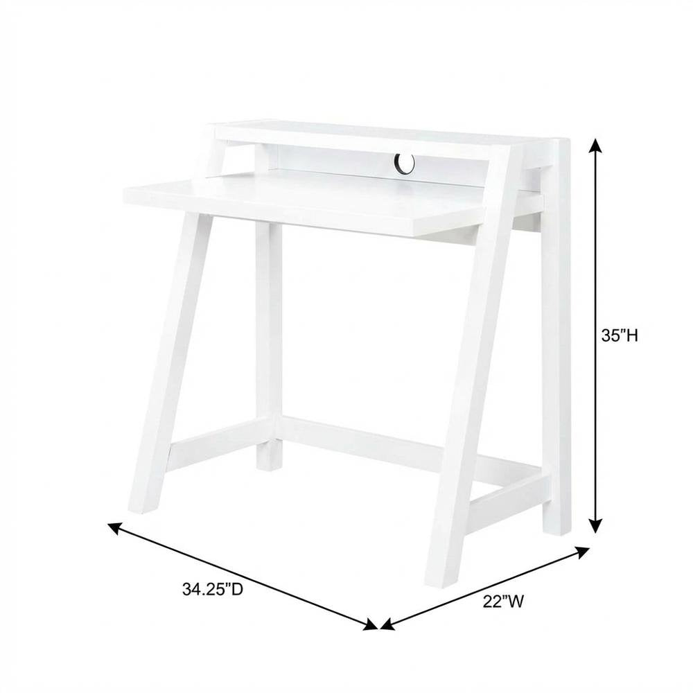 White 2 Tier Desk With Contemporary Design And Durable Particle Board