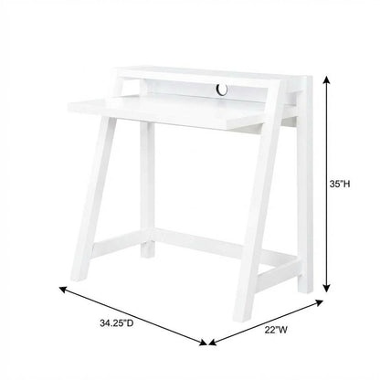 White 2 Tier Desk With Contemporary Design And Durable Particle Board