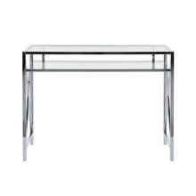 Modern Chrome And Clear Glass 42-Inch Desk With Sleek Design For Office Use