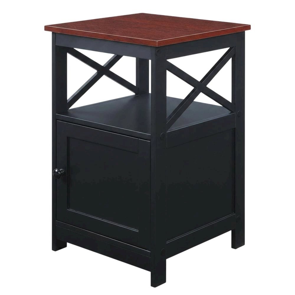End Table with Cabinet in Classic Finish, Durable Wood Lens