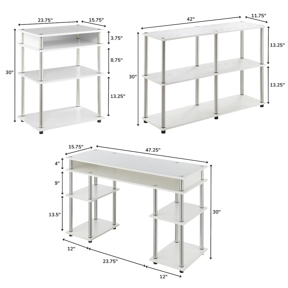 Designs2Go No Tools Desk, Printer Stand, and Console Table Set