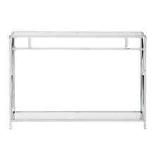 Clear Glass Console Table with Chrome Metal Tube Frame