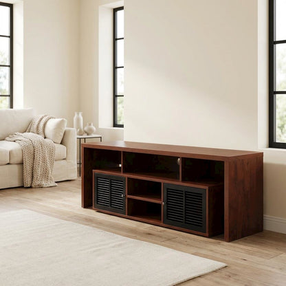 Cherry wood TV stand with melamine veneer and ample storage space