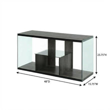 Weathered Gray TV Stand with Tempered Glass and PVC Edge Banding