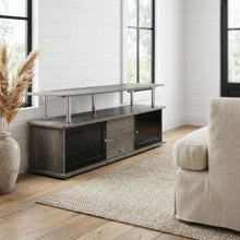 Modern Gray TV Stand with 3 Storage Cabinets and Shelf for 55-Inch TVs