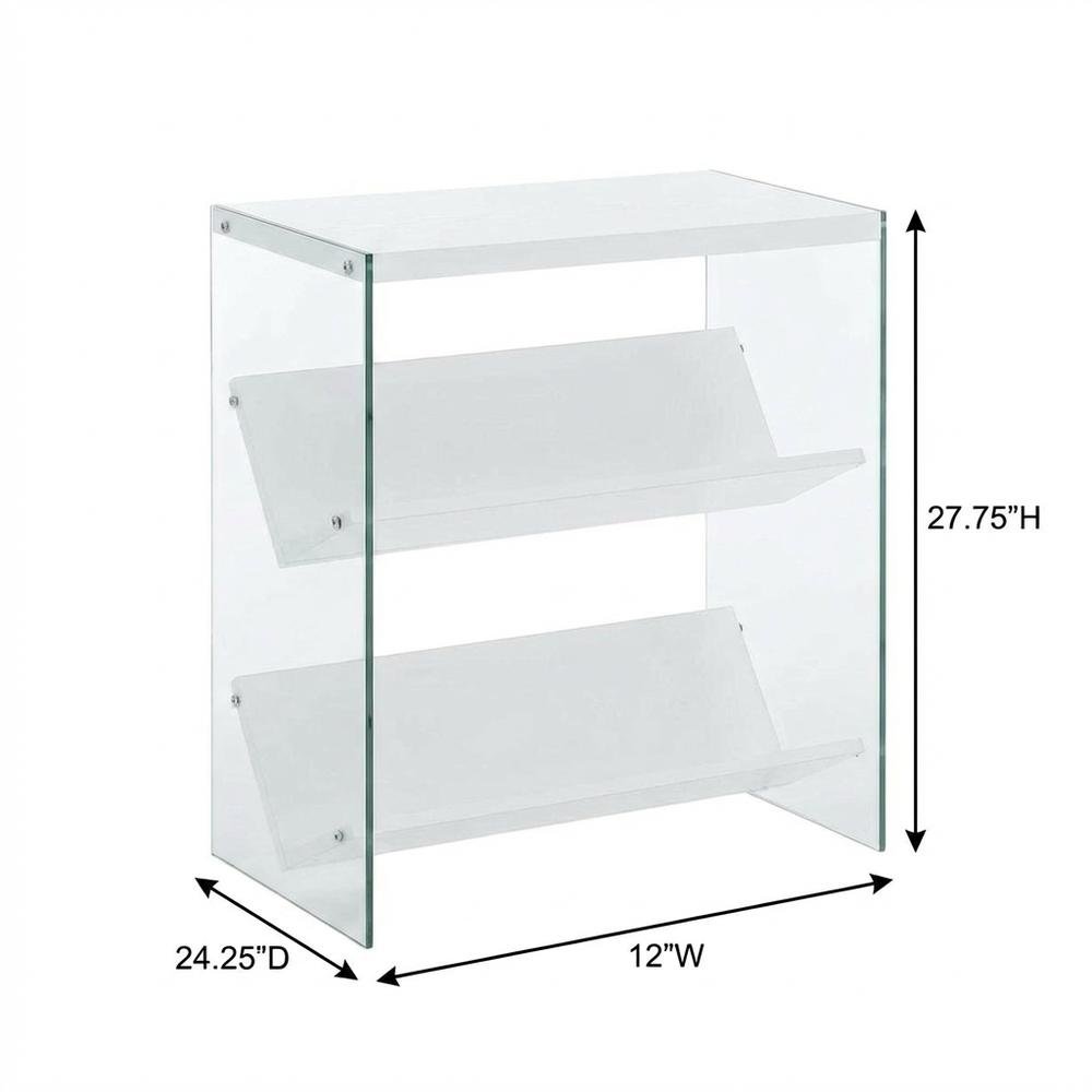 Wooden Bookcase with Particle Board and Glass Shelves for Home Office