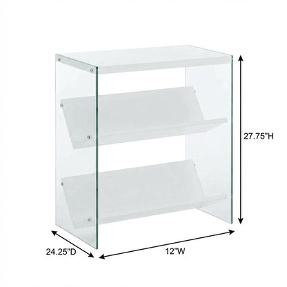 Wooden Bookcase with Particle Board and Glass Shelves for Home Office