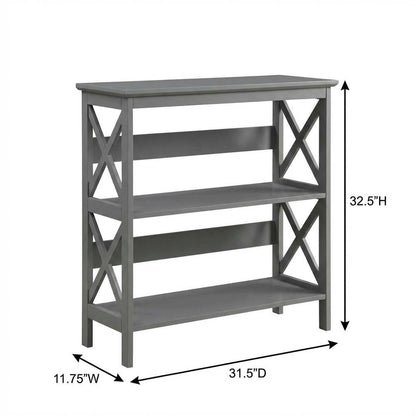 Wooden 3-Tier Bookcase with Non-Lead Base Paint and Storage Shelves