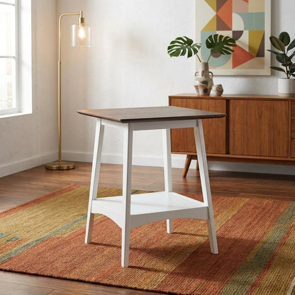 Black End Table with Wooden Top for Living Room and Bedroom Use