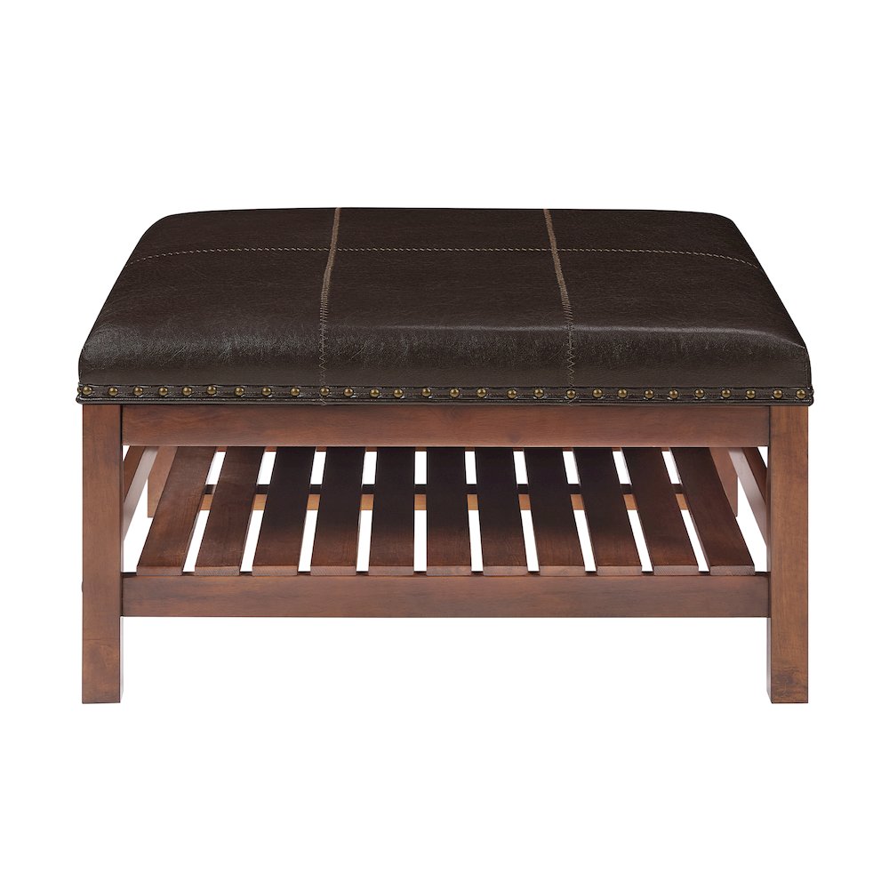 Designs4Comfort Silverton Coffee Table Cocktail Ottoman with Storage Shelf
