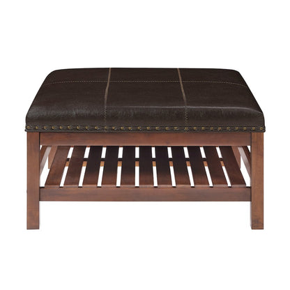 Designs4Comfort Silverton Coffee Table Cocktail Ottoman with Storage Shelf