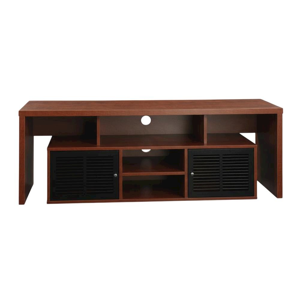 Cherry wood TV stand with melamine veneer and ample storage space
