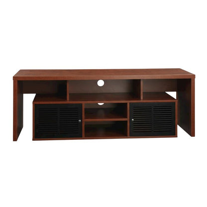 Cherry wood TV stand with melamine veneer and ample storage space