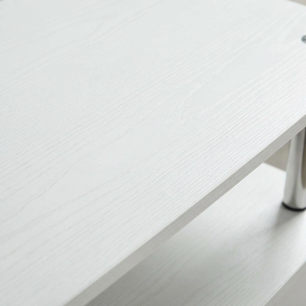 White modern TV stand with cabinets and shelves for 55-inch TVs