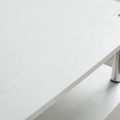 White modern TV stand with cabinets and shelves for 55-inch TVs