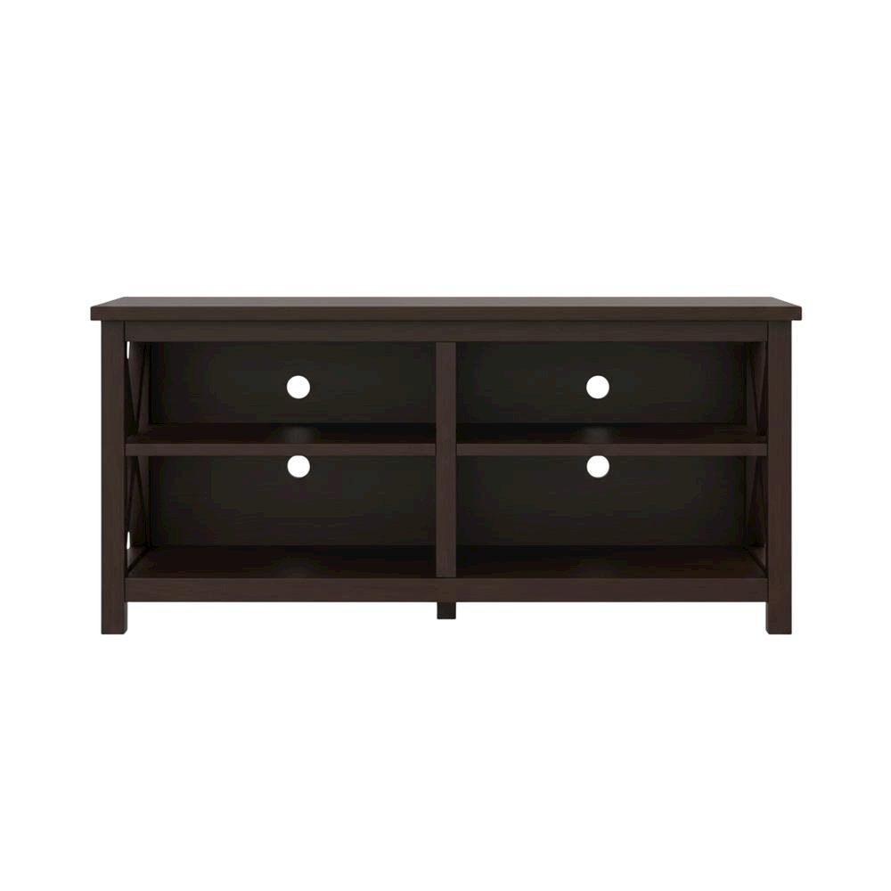 Espresso MDF TV Stand with Veneer Finish and Modern Storage Design