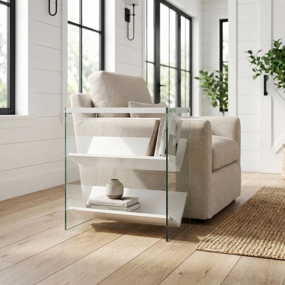 Wooden Bookcase with Particle Board and Glass Shelves for Home Office