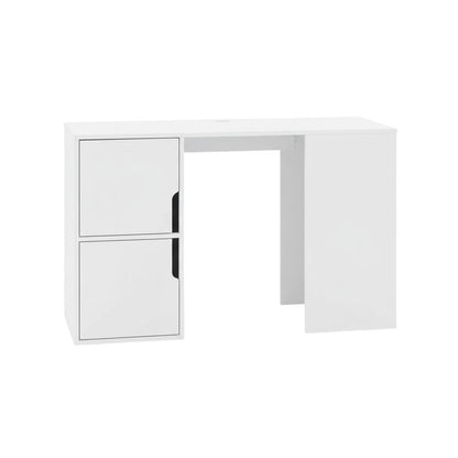White Student Desk With Storage Cabinets And Melamine Veneer Finish