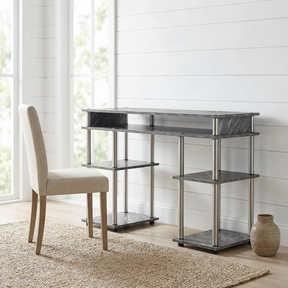 Contemporary Gray Marble Student Desk With Sleek Modern Design