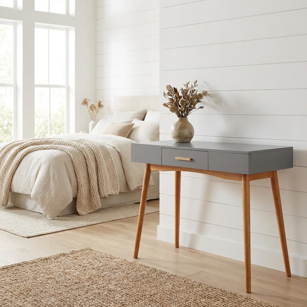 Modern Rubberwood Office Desk With Bamboo Handle And Non-Lead Paint Finish