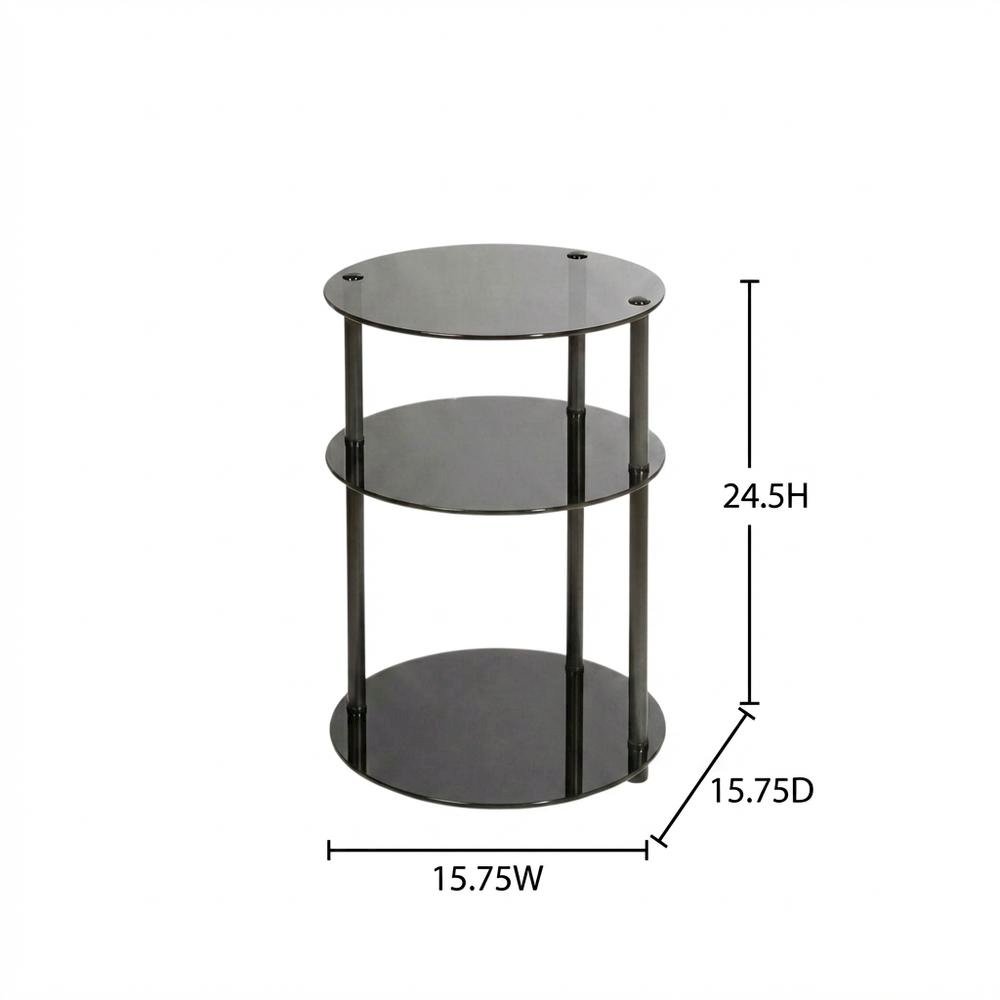 Glass 3-Tier Round Accent Table with Modern Design