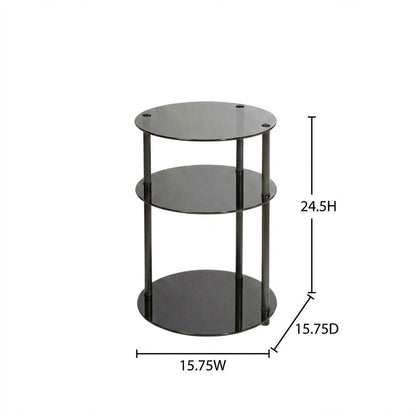 Glass 3-Tier Round Accent Table with Modern Design