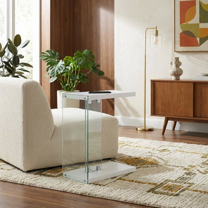 Contemporary White End Table with Sleek Design and Durable Finish