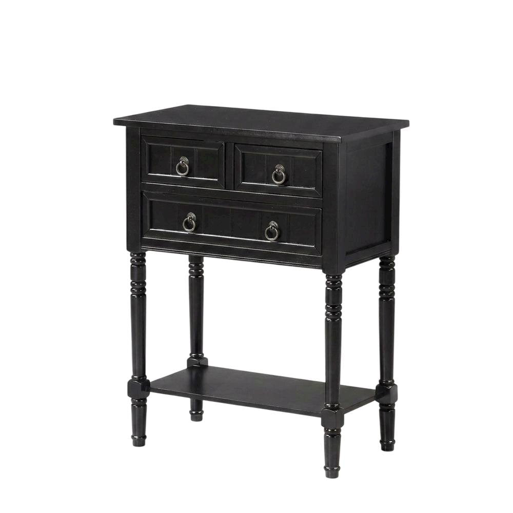 Black Hall Table, Rubberwood and MDF, Slim Entryway Console