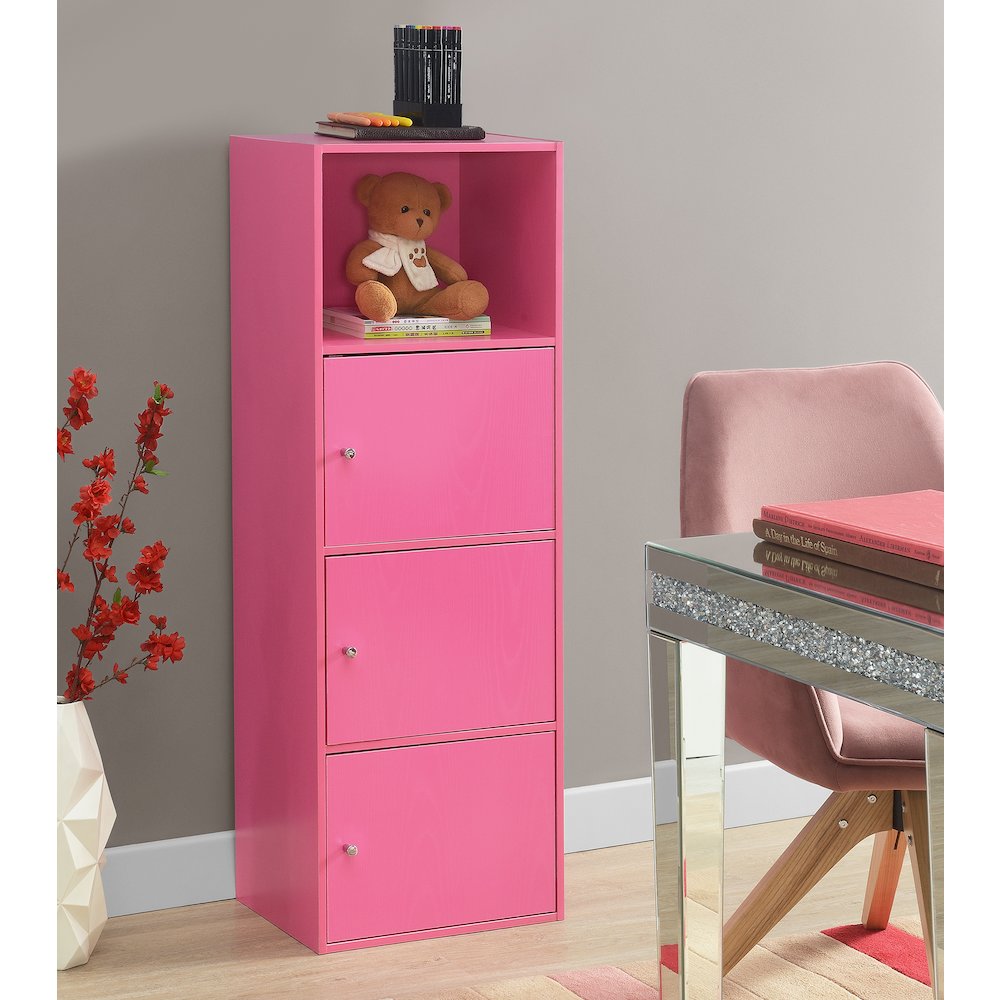 Xtra Storage 3 Door Cabinet with Shelf, Pink